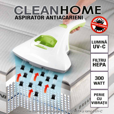 CleanHome - aspirator antiacarieni cu filtru HEPA si lampa UV-C
