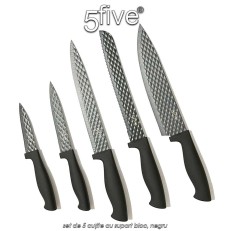 5Five Simply Smart - set de 5 cuțite cu suport bloc, negru