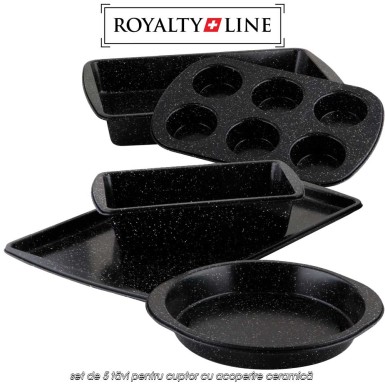 Royalty Line RL-5BS - set de 5 tăvi pentru cuptor cu acoperire ceramică