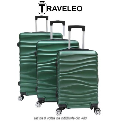 Traveleo ABS04GR - set de 3 valize de călătorie din ABS