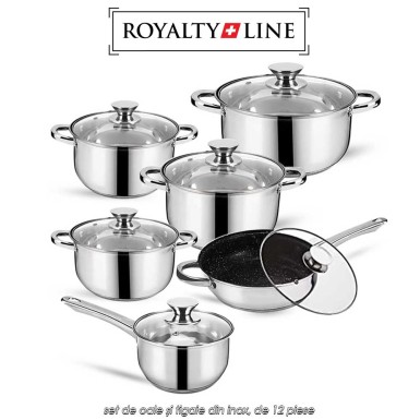 Royalty Line RL-1231B - set de oale și tigaie din inox, de 12 piese