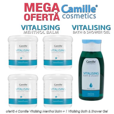 OFERTĂ: 4 Camille Vitalising Menthol Balm 250ml + 1 Camille Vitalising Bath & Shower Gel