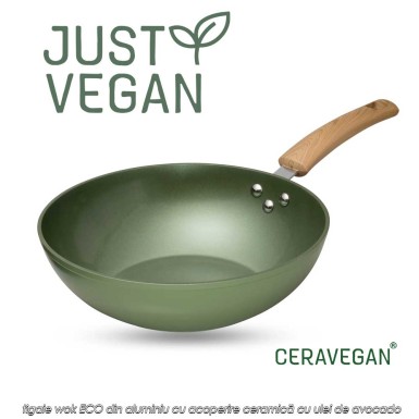 Just Vegan - tigaie wok ECO din aluminiu cu acoperire ceramică cu ulei de avocado 28cm