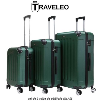 Traveleo ABS01GR - set de 3 valize de călătorie din ABS