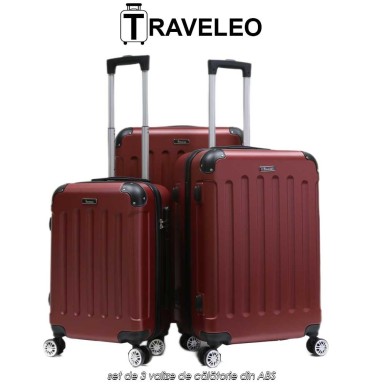 Traveleo ABS01R - set de 3 valize de călătorie din ABS