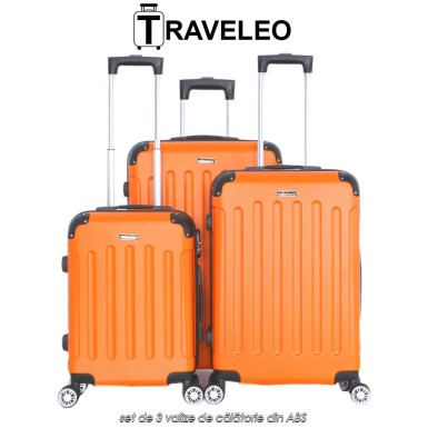 Traveleo ABS01OR - set de 3 valize de călătorie din ABS