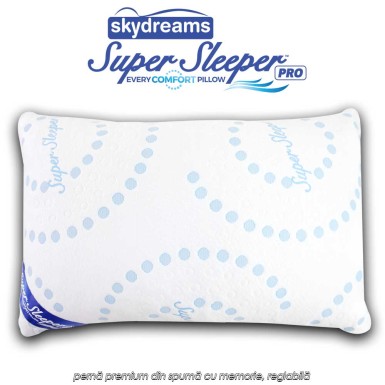 Skydreams Super Sleeper Pro - pernă premium din spumă cu memorie, reglabilă