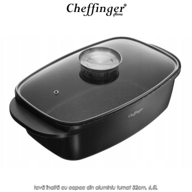 Cheffinger RO32 - tavă înaltă cu capac din aluminiu turnat 32cm, 6,5L