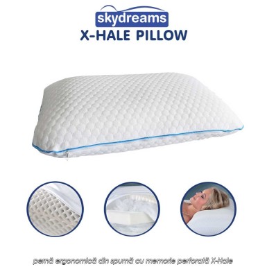 Skydreams X-Hale Pillow - pernă ergonomică din spumă cu memorie perforată X-Hale